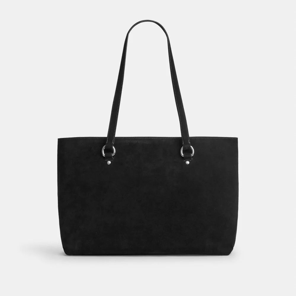 Station Tote Bag - Suede/Silver/Black