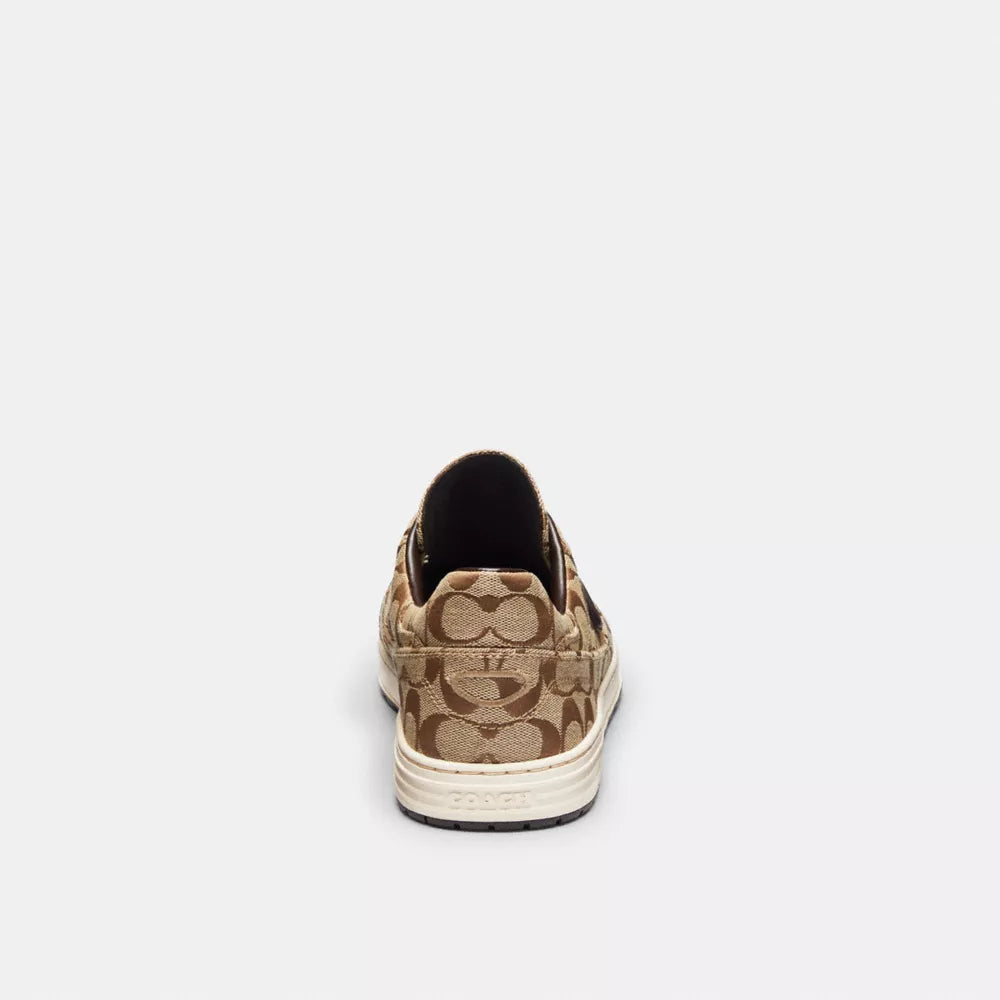 Soft Soho Sneaker In Signature Sateen Jacquard - Tan/Dark Chocolate