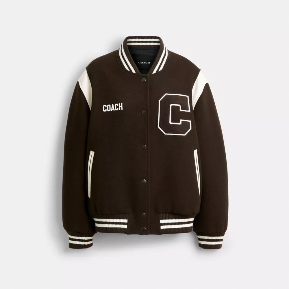 Wool Varsity Jacket - Hickory Brown