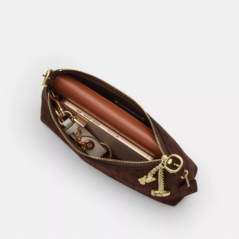 Emeilia Shoulder Bag - Embossed Crocodile/Gold/Maple