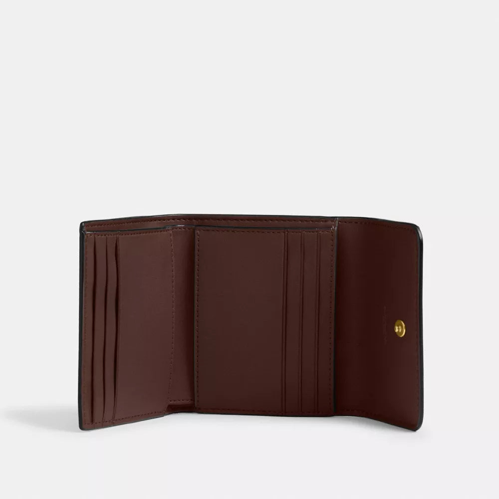 Mila Small Flap Wallet In Signature Canvas - Coated Canvas/Brass/Maple