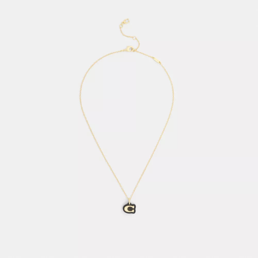 Signature Resin Pendant Necklace - Gold/Black