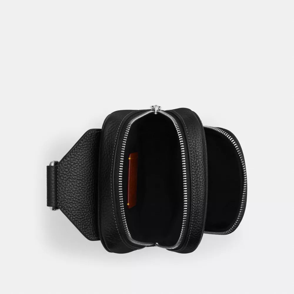 Racer Sling Pack - Pebbled Leather/Silver/BLACK
