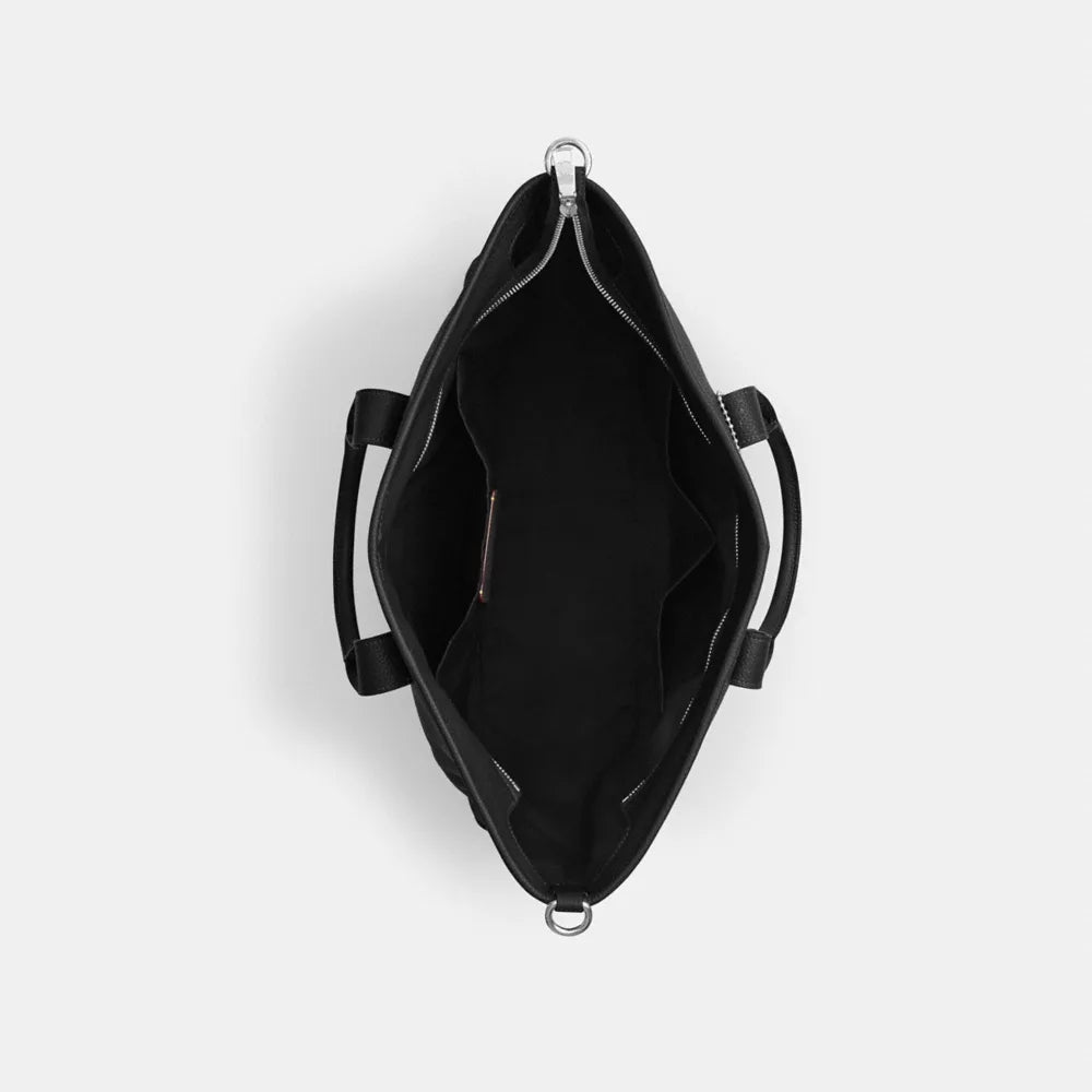 Grayson Tote Bag - Pebbled Leather/Silver/Black