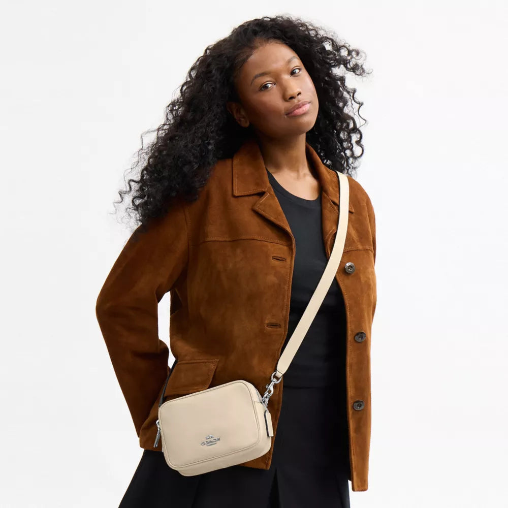 Mini Carey Crossbody Bag - Glazed Leather/Silver/IVORY