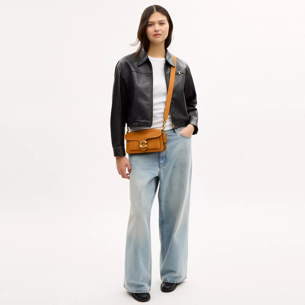 Tabby Shoulder Bag 26 - Suede/Brass/Marigold
