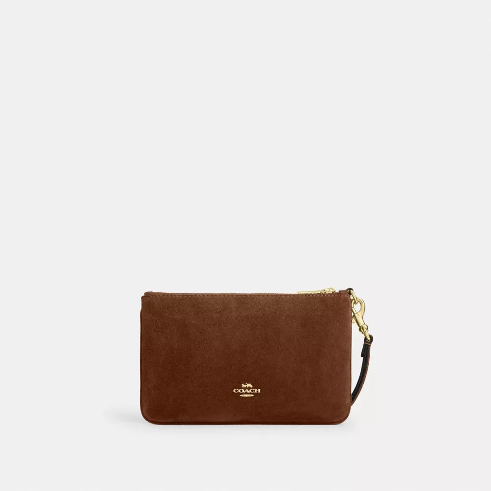 Ashton Wristlet - Suede/Gold/Warm Brown
