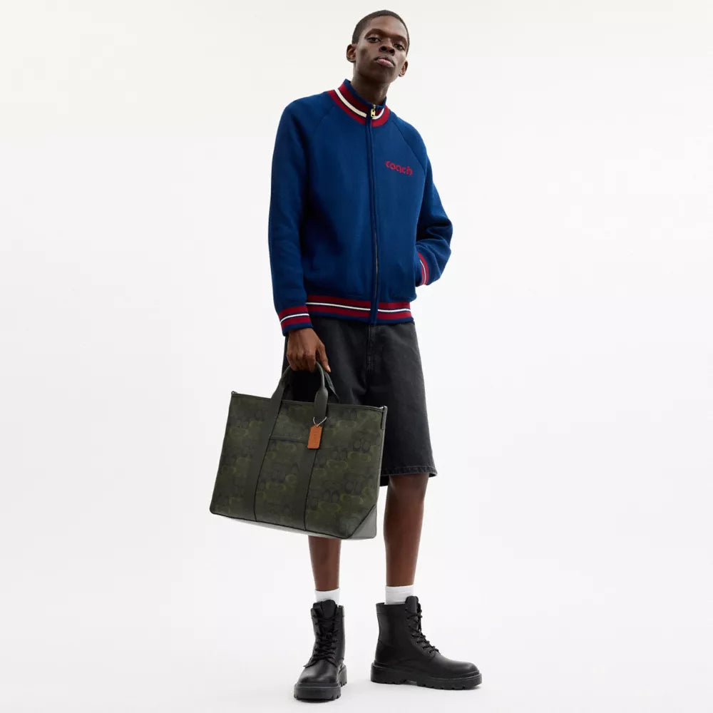 Grayson Tote Bag In Signature Camo Print - Signature Canvas/Silver/GREEN