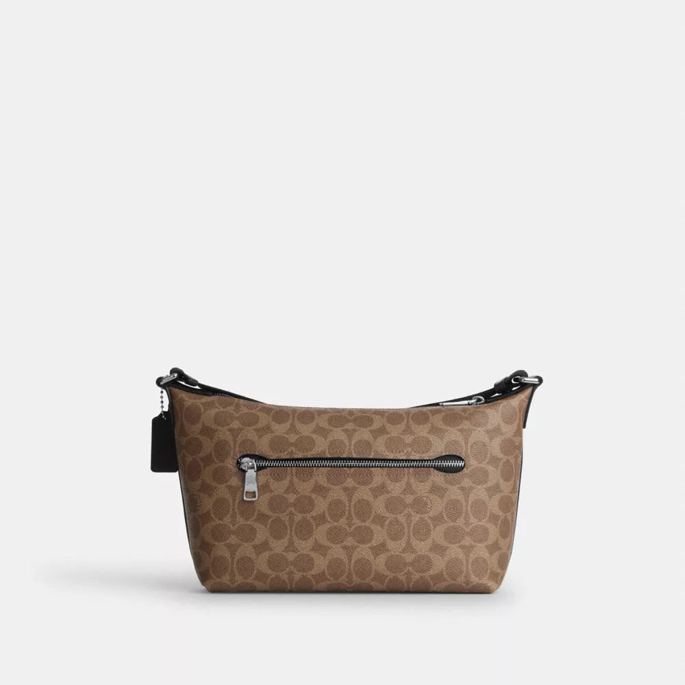 Small Finn Crossbody Bag With Pouch In Signature Canvas - Signature Canvas/Silver/Tan Black
