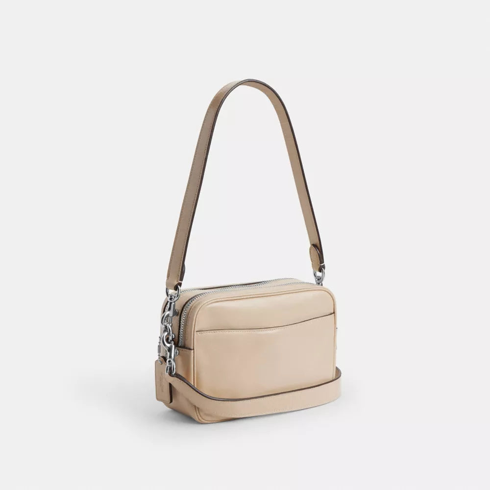 Mini Carey Crossbody Bag - Glazed Leather/Silver/IVORY