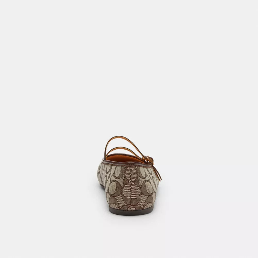 Double Buckle Mary Jane In Signature Jacquard - Oak/Maple