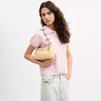 Teri Shoulder Bag With Bows - Silver/Light Sand