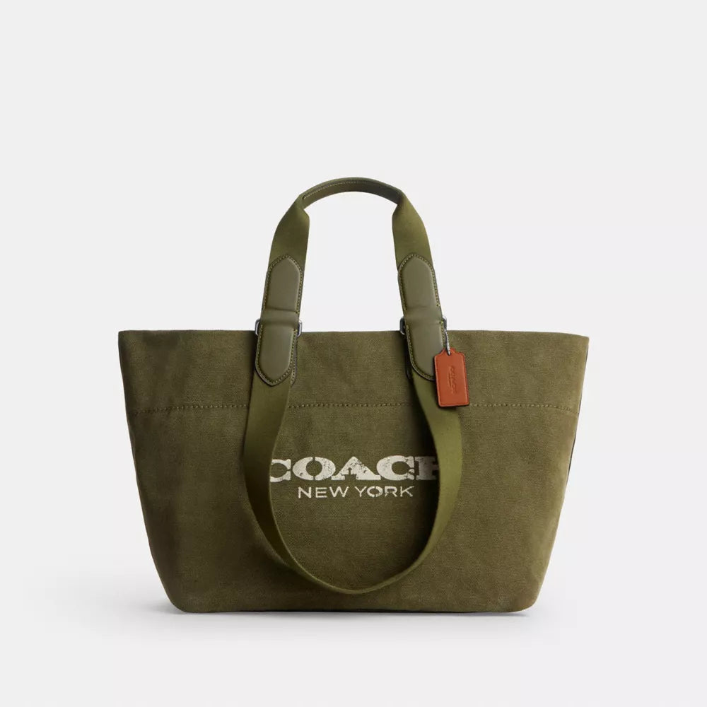 Small Tour Tote Bag In Regenerative Cotton - Silver/OLIVE