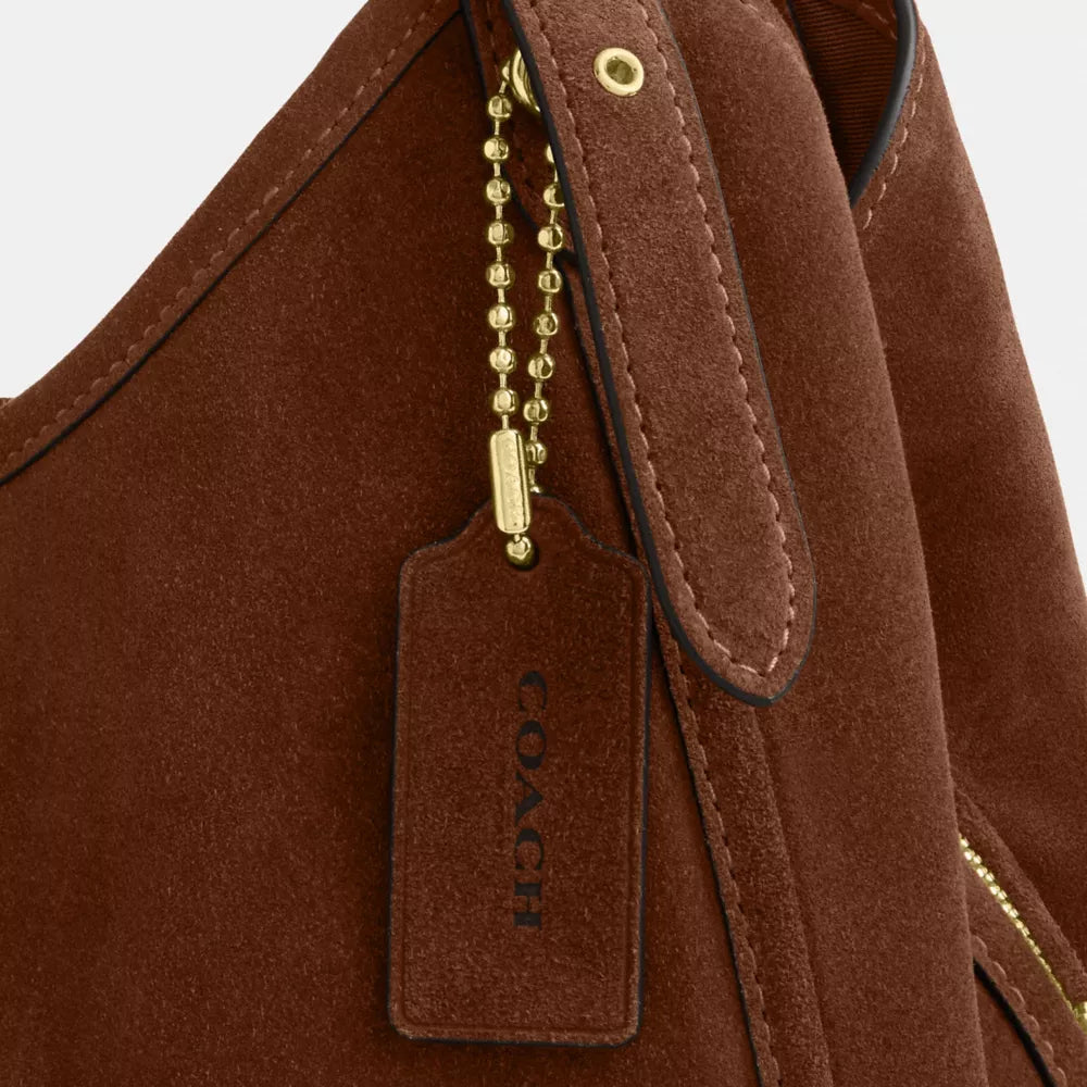 Erin Shoulder Bag - Suede/Gold/Warm Brown