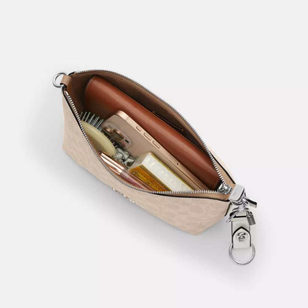 Caitlin Shoulder Bag In Signature Canvas - Signature Canvas/Silver/Sand/Taupe