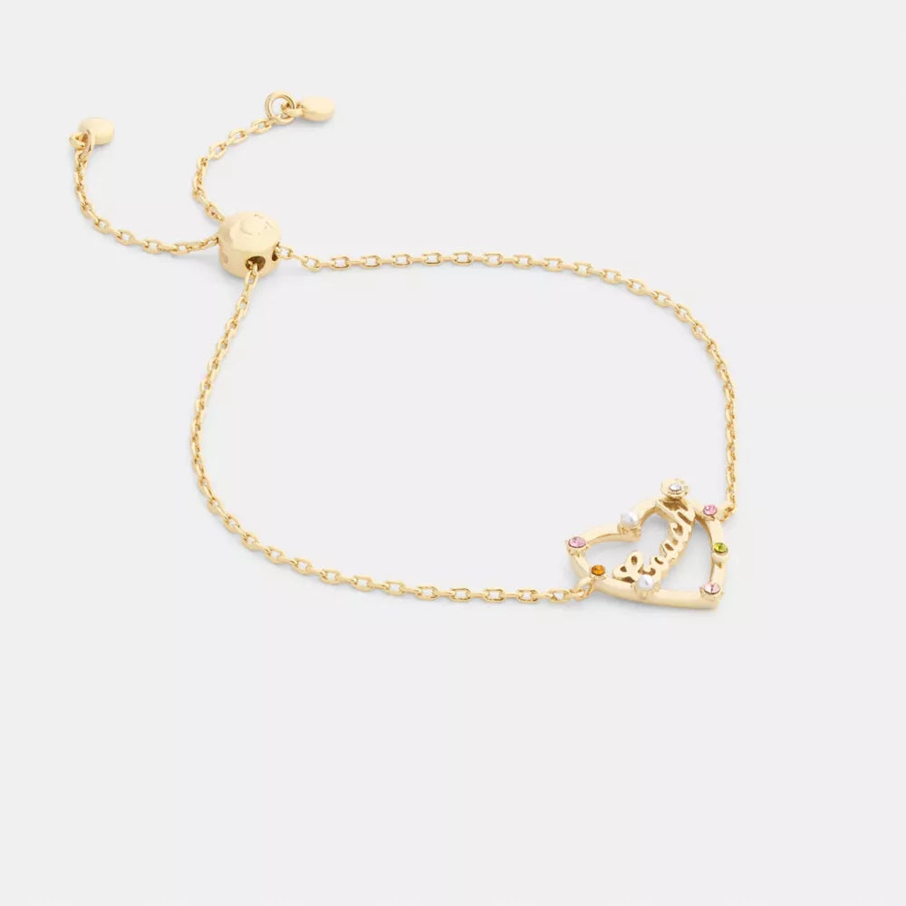 Coach Script Heart Slider Bracelet - Gold/Multi