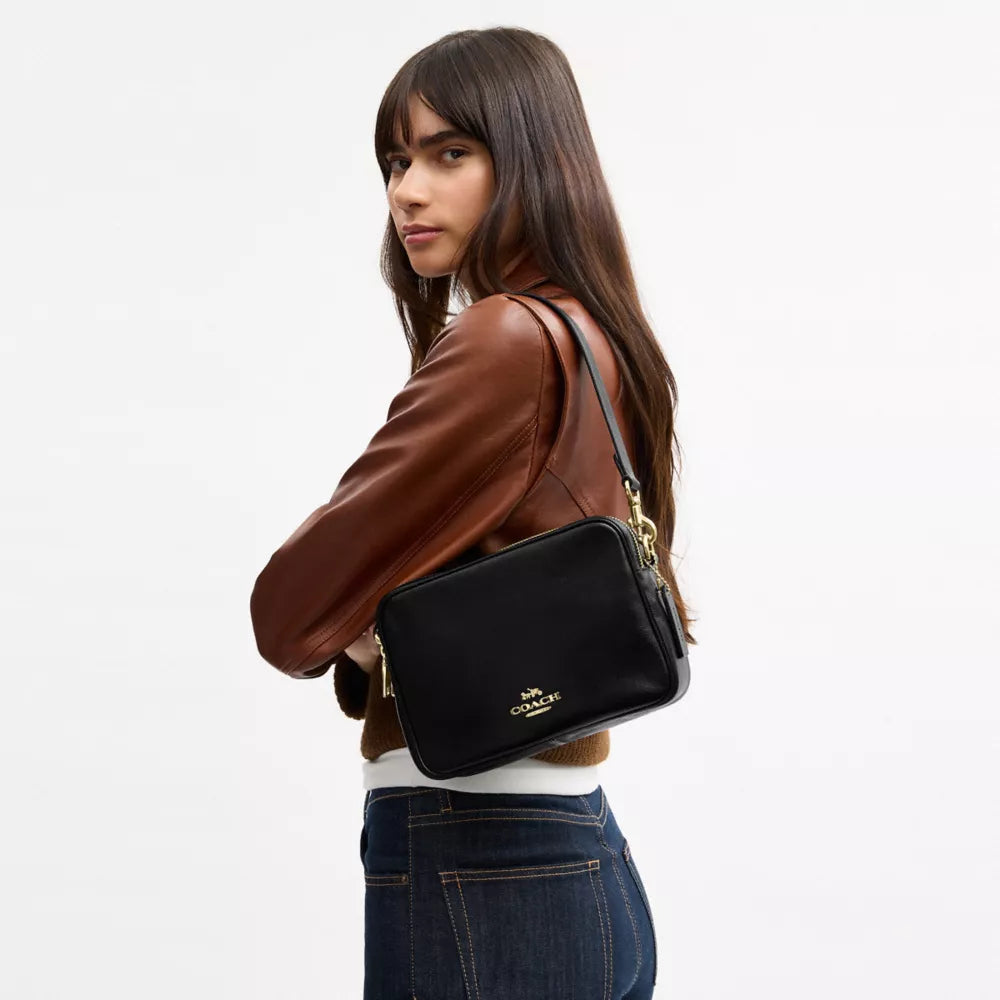 Carey Crossbody Bag - Crinkle Leather/Gold/Black