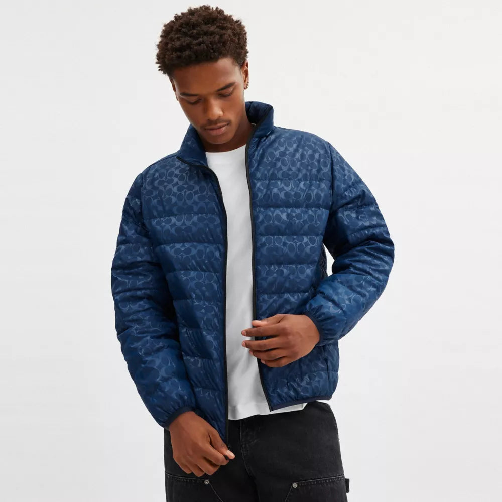 Lightweight Down Jacket In Recycled Polyester - Washed Navy