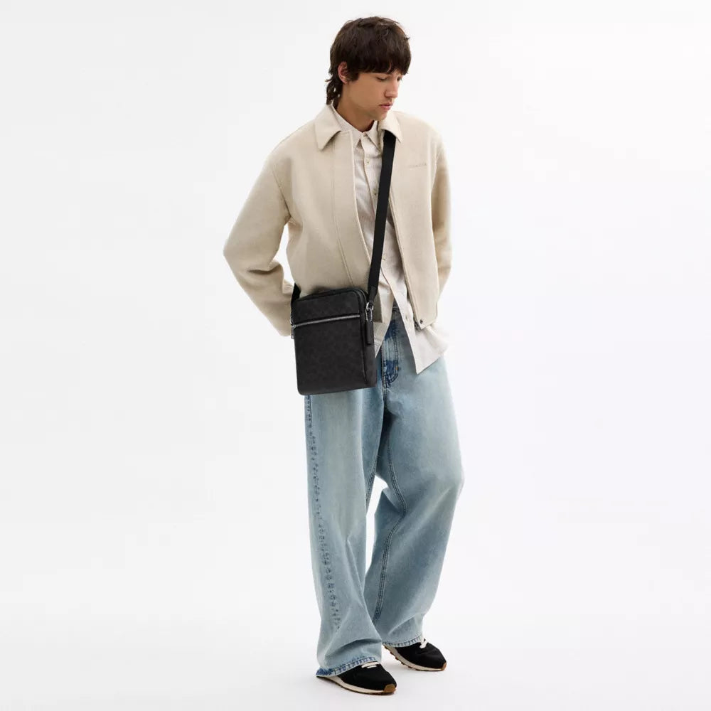 Tristan Crossbody Bag 22 In Signature Canvas - Signature Canvas/Silver/Black Signature