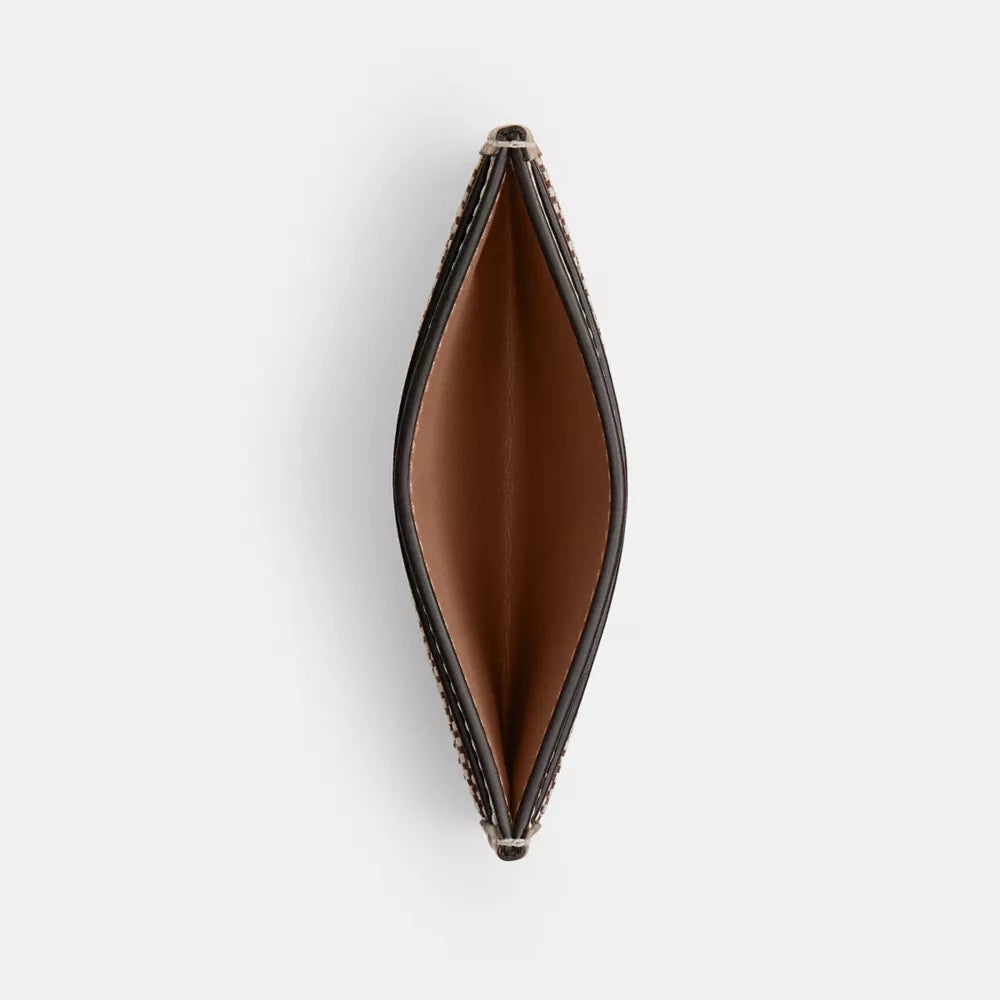 Essential Card Case In Crystal Signature Jacquard - Crystal/Brass/MUSHROOM