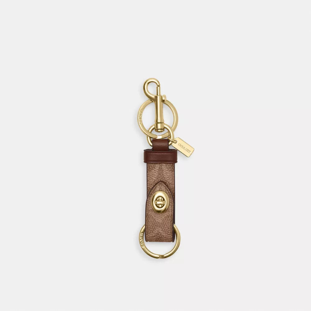 Trigger Snap Bag Charm In Signature Canvas - Gold/Tan/Brown