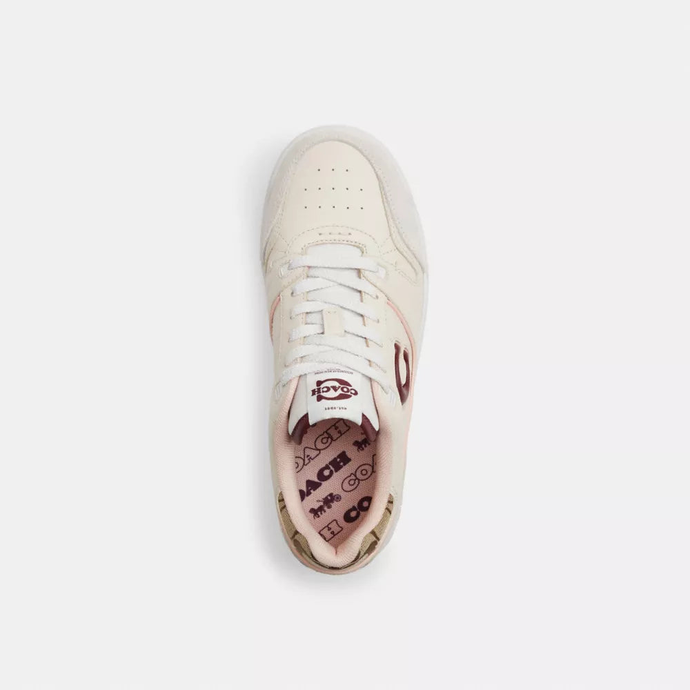 Soho Sneaker With Signature Jacquard - Chalk/Dark Cherry