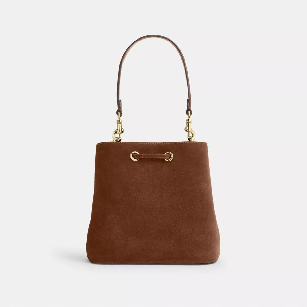 Rowan Bucket Bag - Suede/Gold/Warm Brown