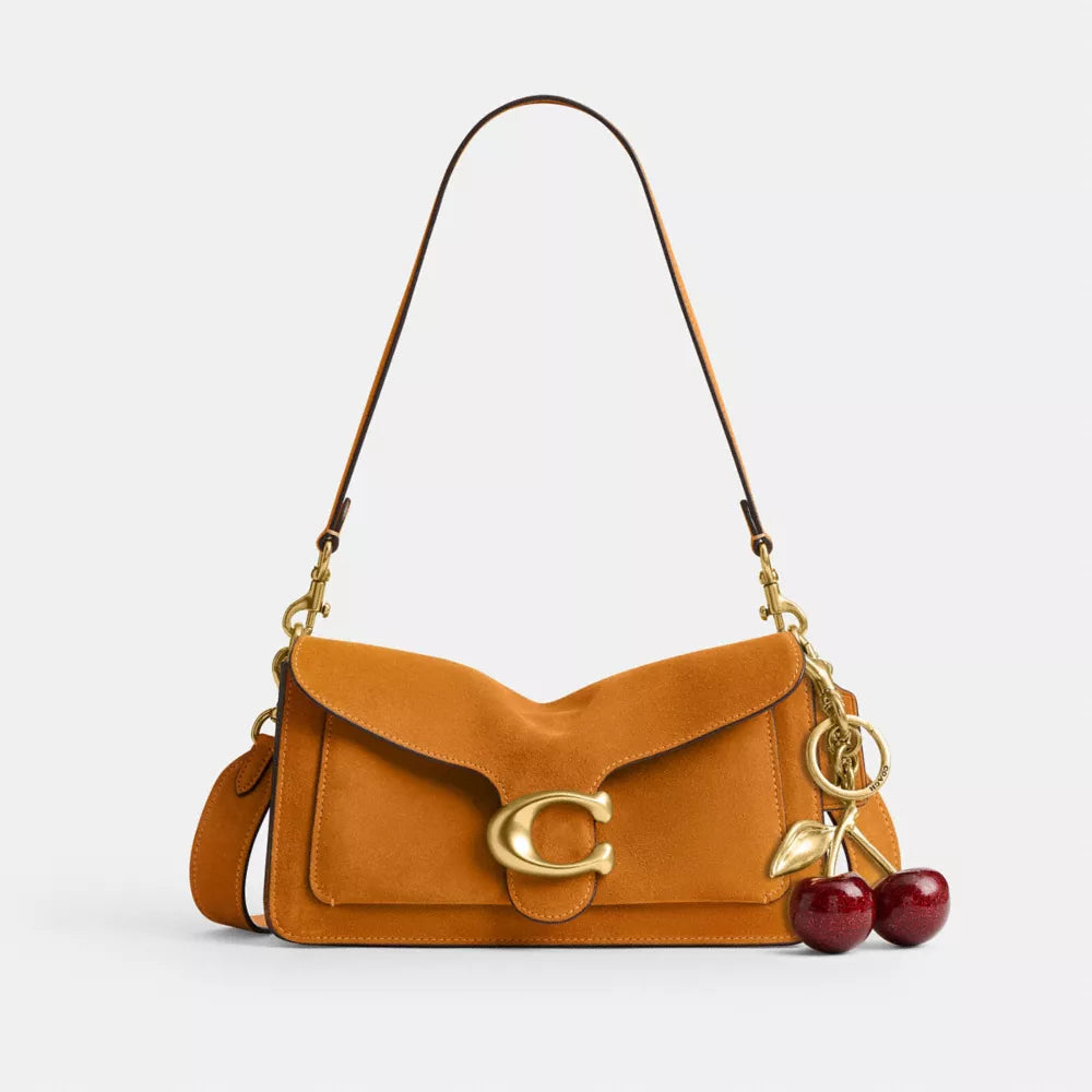 Tabby Shoulder Bag 26 - Suede/Brass/Marigold