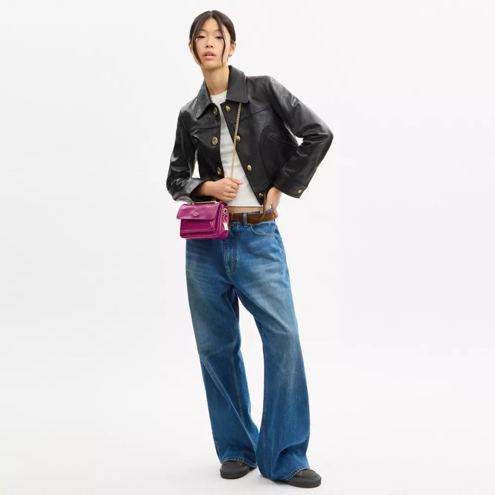 Elodie Crossbody Bag 18 - Crinkle Leather/IM/Magenta