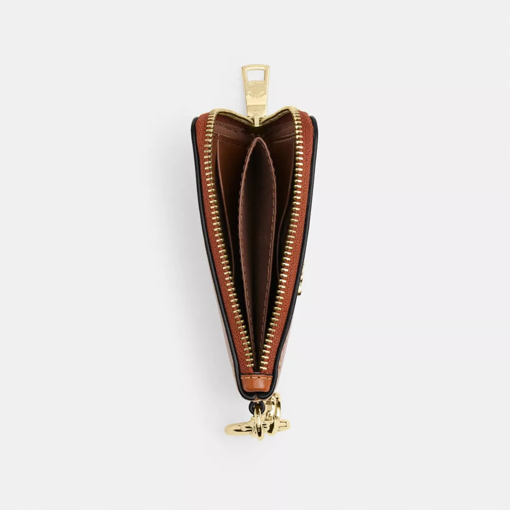 Small Corner Zip Wallet - Crinkle Leather/Gold/Cinnamon