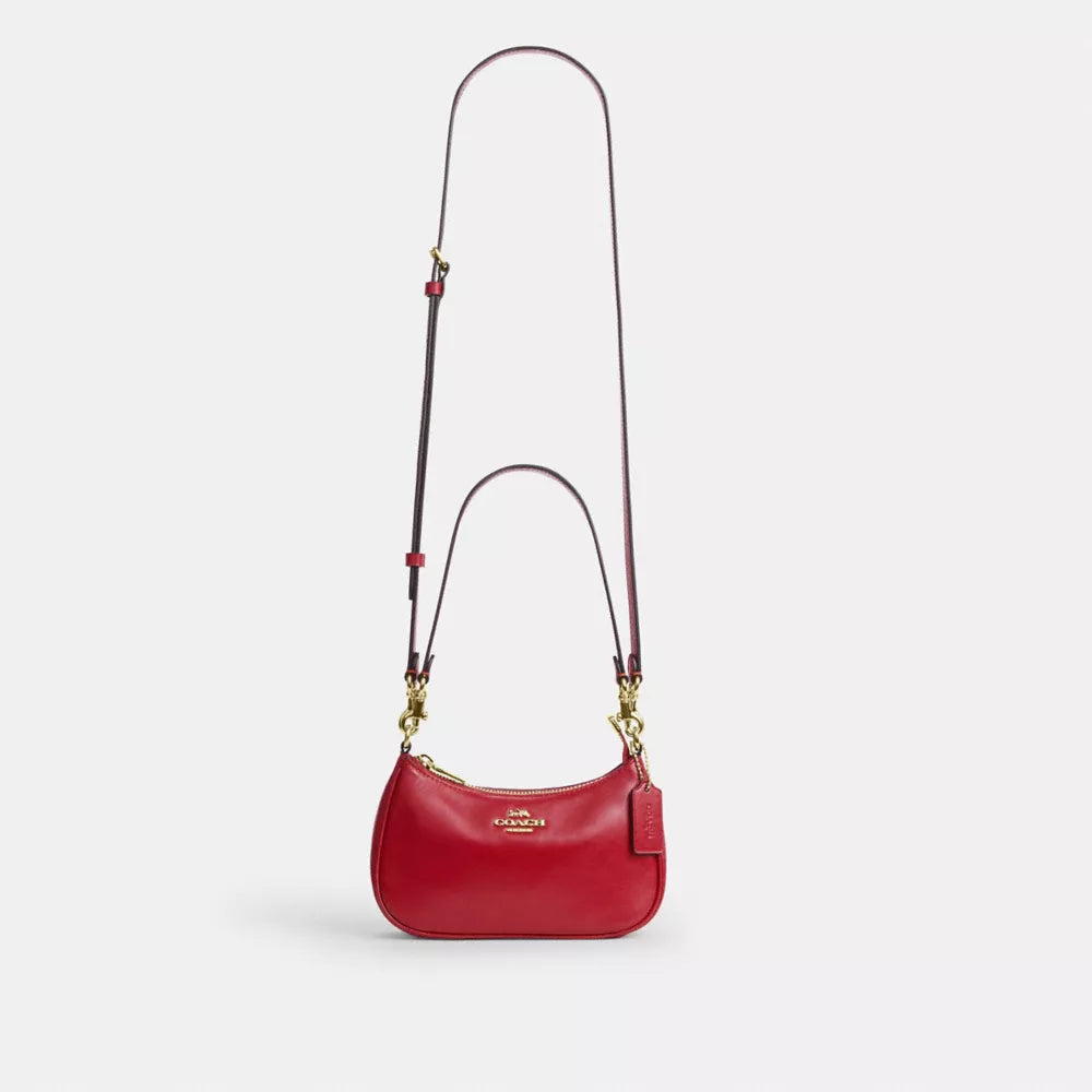 Soft Teri Mini Crossbody Bag - Smooth Leather/Gold/Poppy