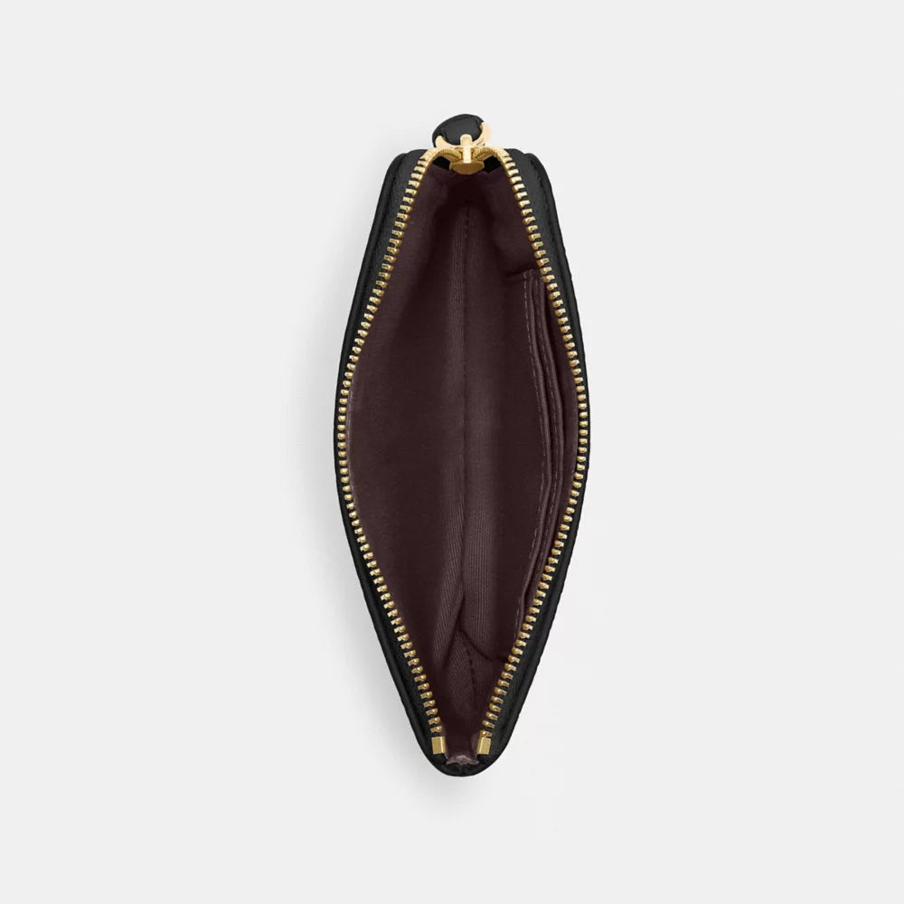 Corner Zip Wristlet - Pebbled Leather/Gold/Black