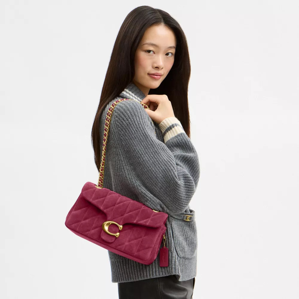 Tabby Shoulder Bag 26 With Quilting - Brass/Dark Fuchsia