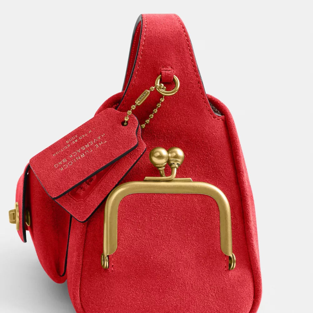 Turnlock Haversack Bag 27 - Suede/Brass/Candy Apple
