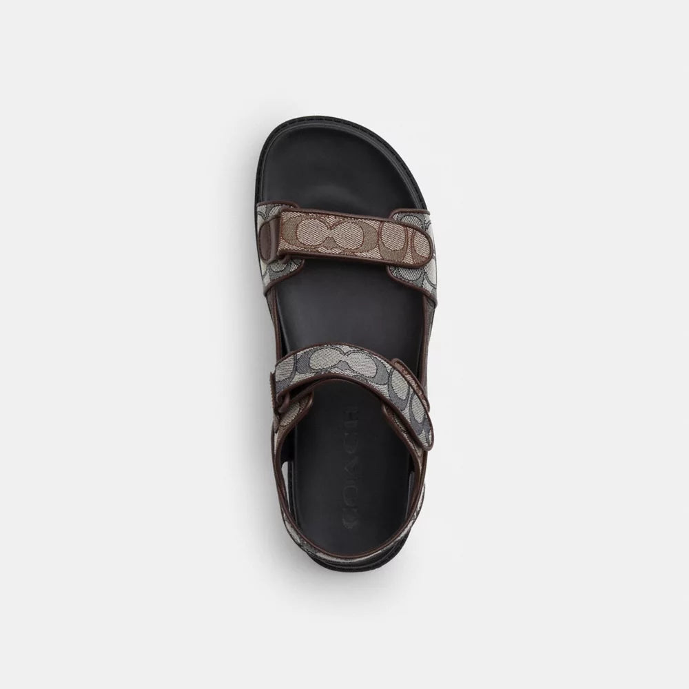 Double Strap Sandal In Signature Jacquard - Deep Blue Multi