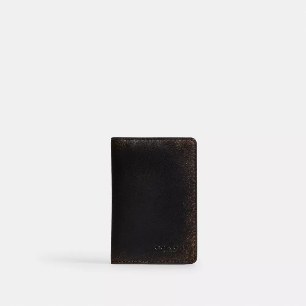 ID Card Wallet In Loved Leather - Black Brown