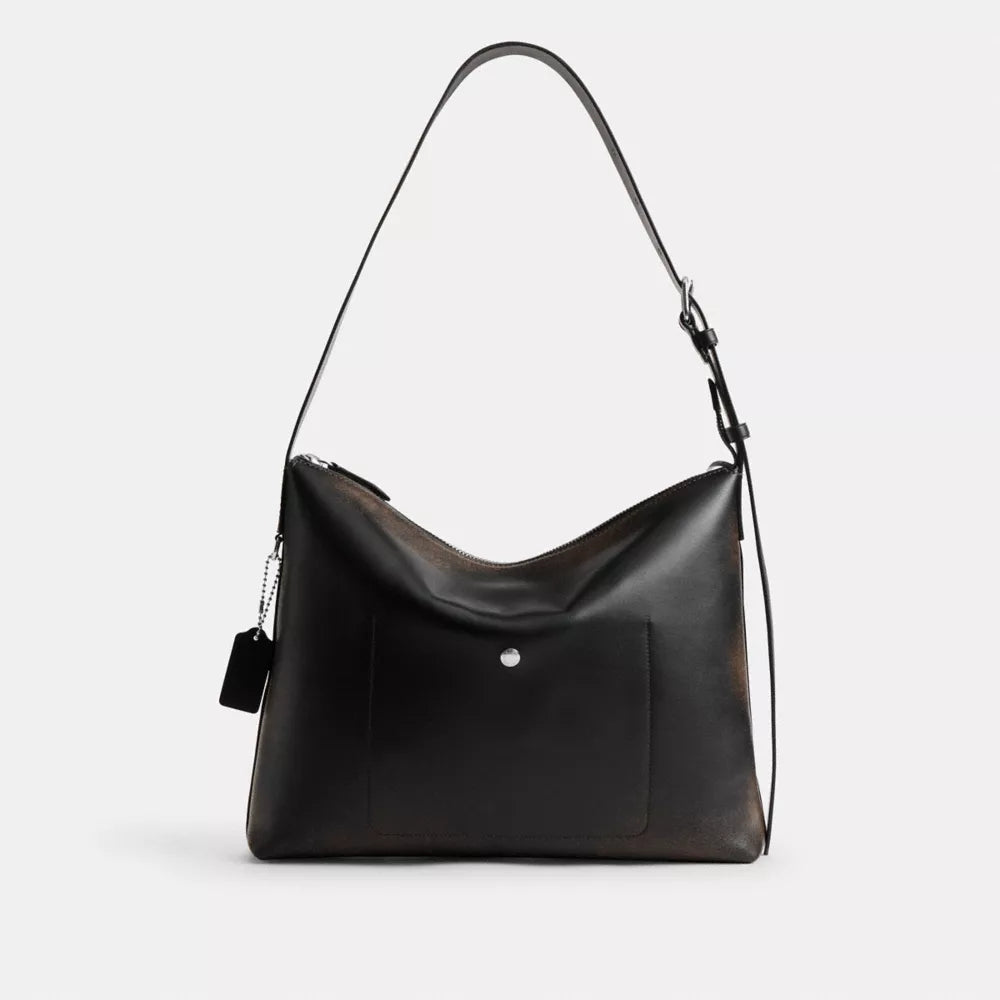 Mott Messenger Bag 38 In Loved Leather - Black/Light Tan