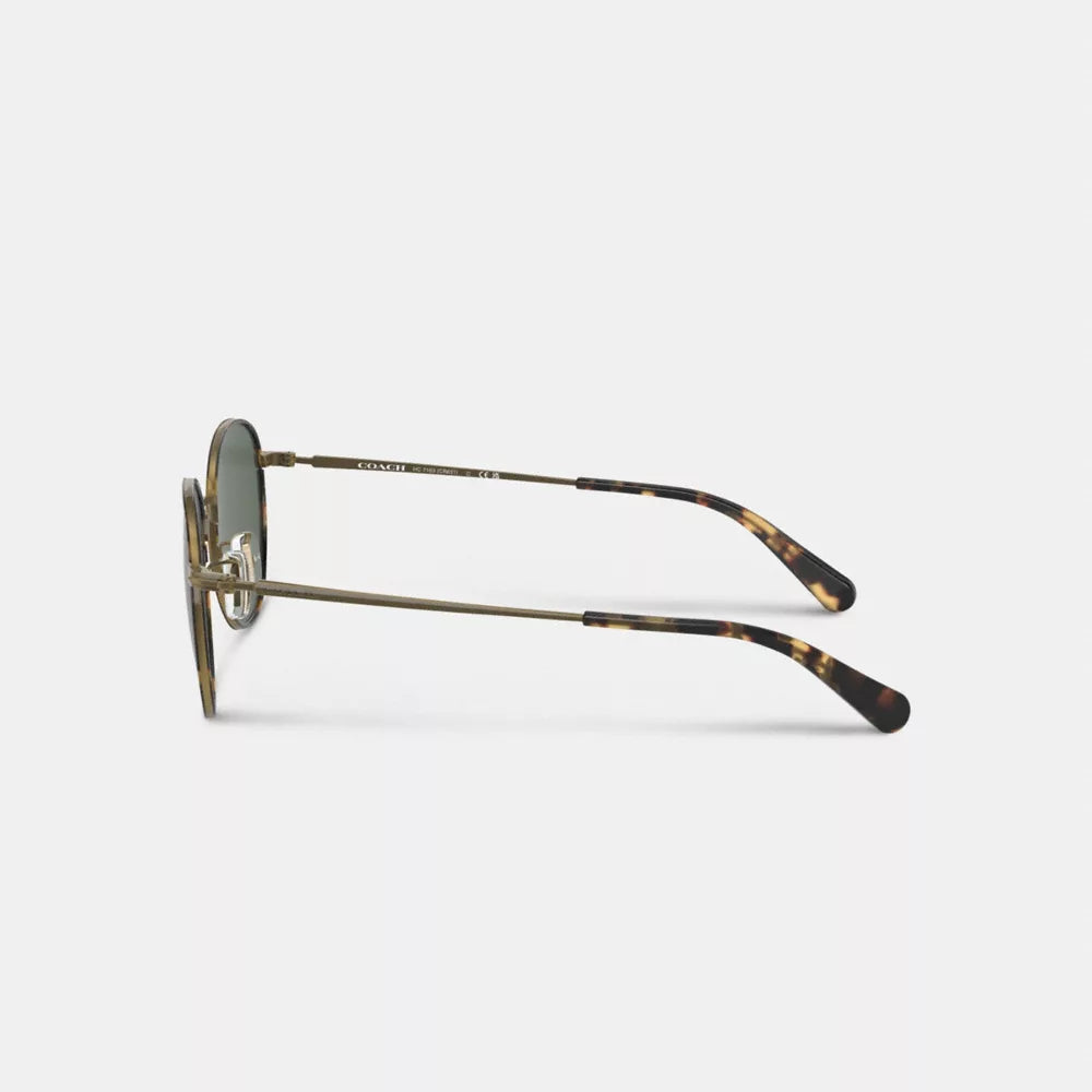 Metal Windsor Round Sunglasses - Dark Tortoise/Antique Gold