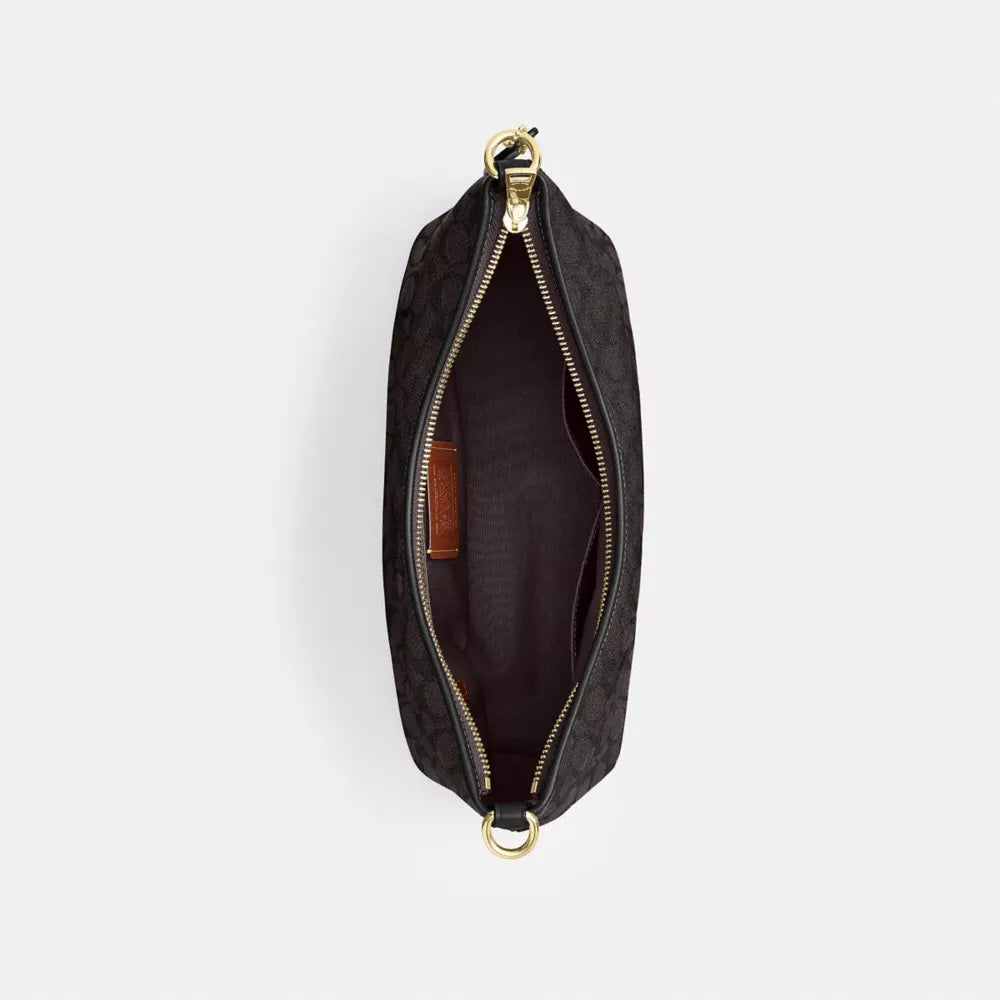 Laurel Shoulder Bag In Signature Canvas - Signature Canvas/Gold/Walnut/Black