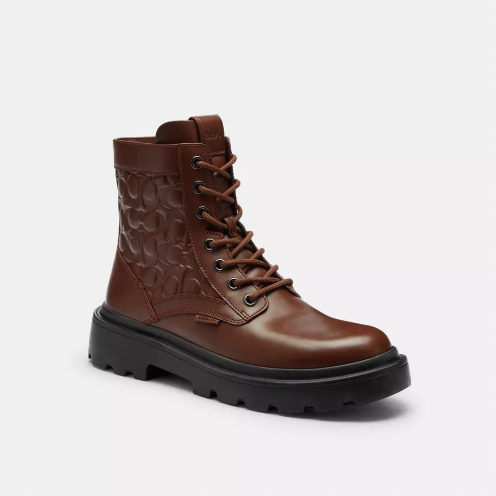 Combat Boot In Signature Leather - Vintage Brown