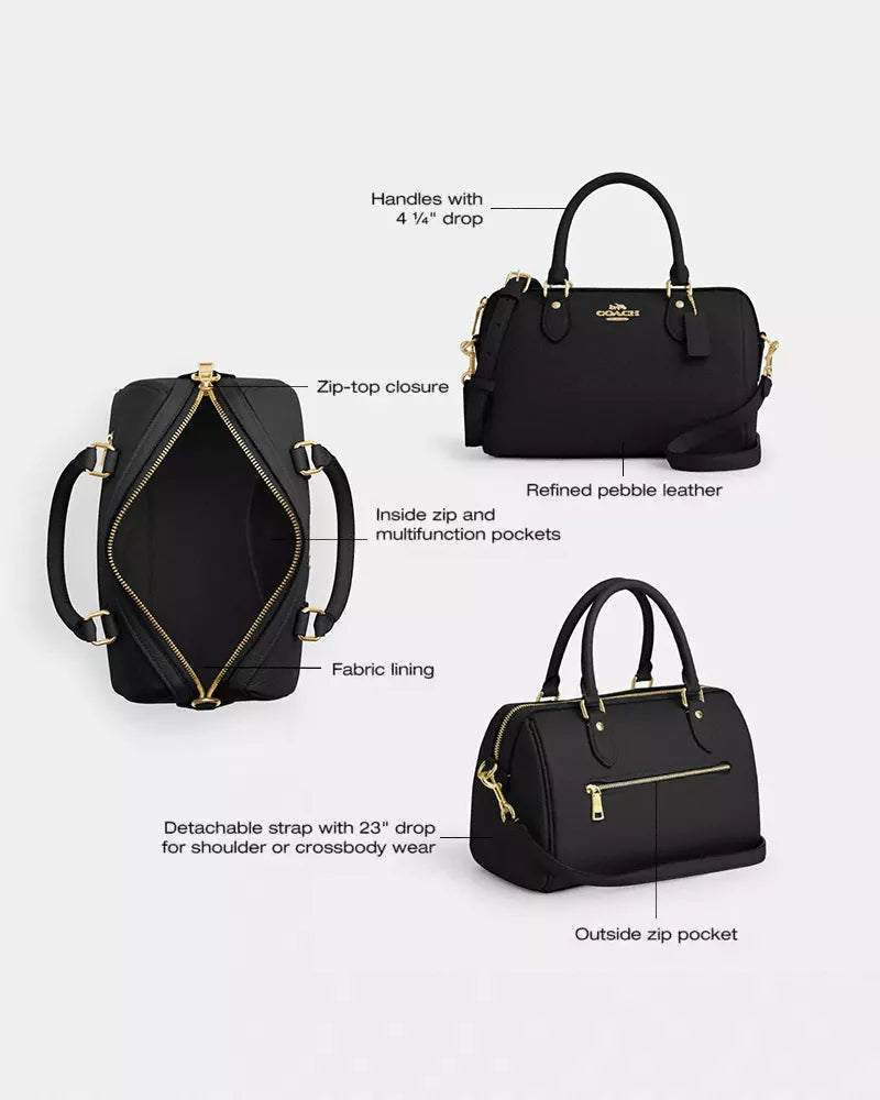 Rowan Satchel Bag - Gold/Black