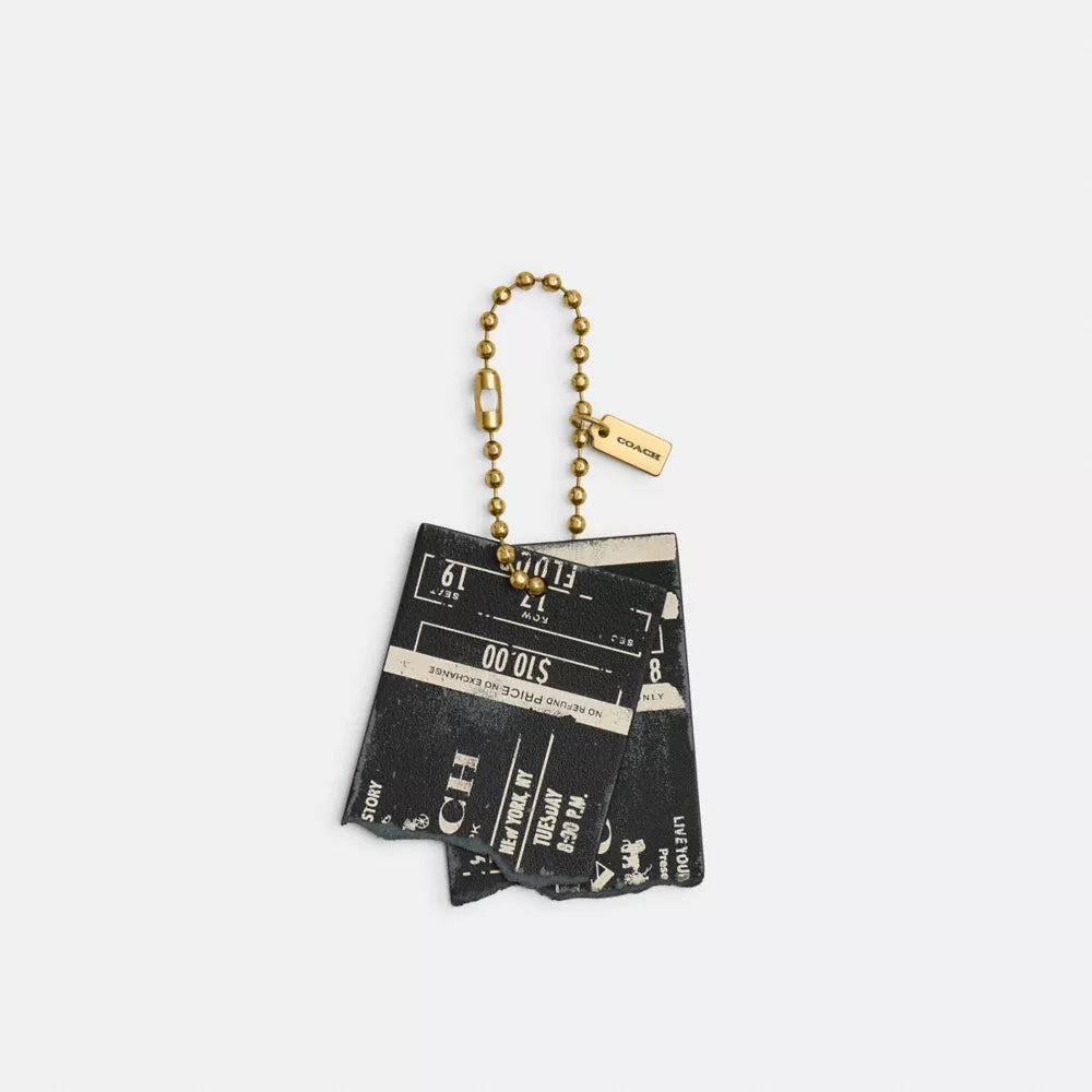 Friendship Concert Ticket Bag Charm - Brass/Black