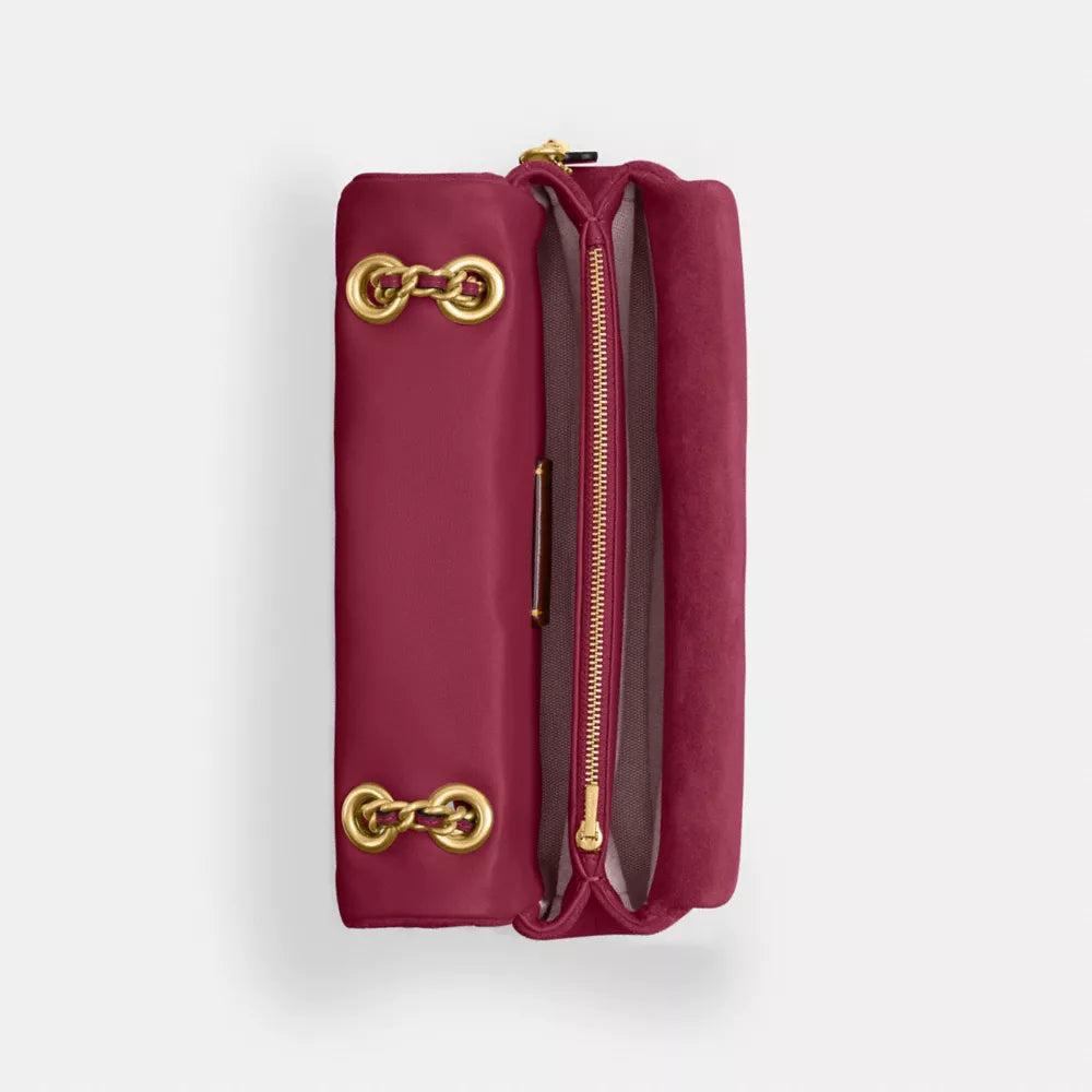 Tabby Shoulder Bag 26 With Quilting - Brass/Dark Fuchsia