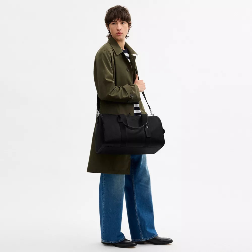 Explorer Duffle Bag 45 - Pebbled Leather/Silver/Black