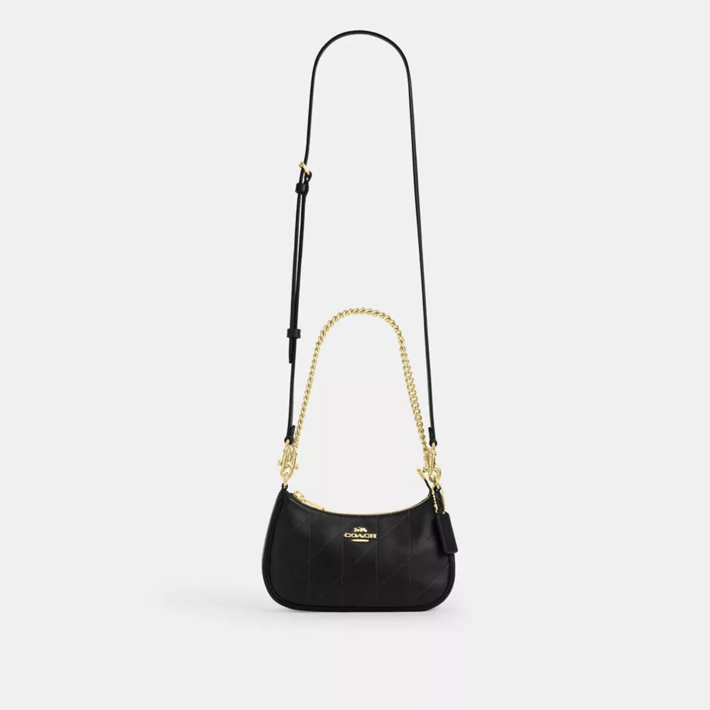 Teri Mini Crossbody Bag With Quilting - Gold/Black