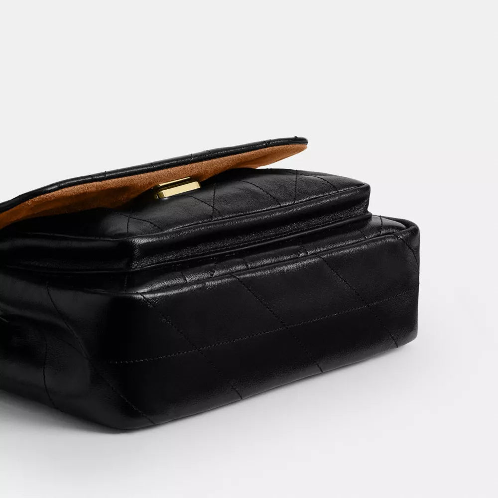 Elodie Crossbody Bag 18 With Quilting - Gold/Black