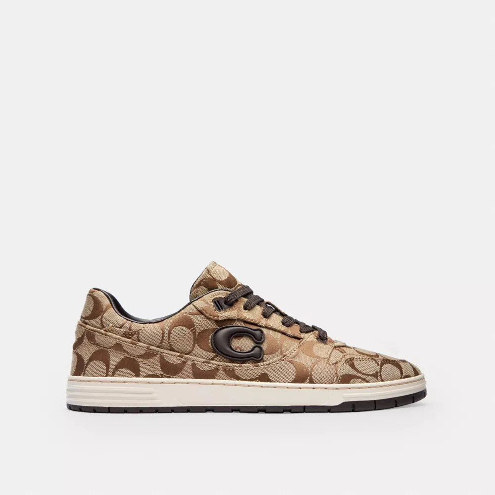Soft Soho Sneaker In Signature Sateen Jacquard - Tan/Dark Chocolate