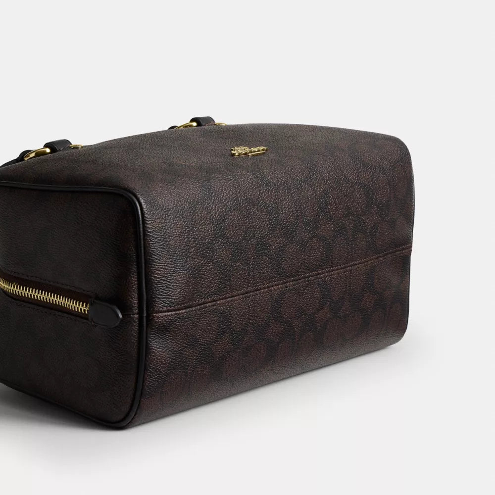 Sydney Shoulder Bag In Signature Canvas - Signature Canvas/Gold/Walnut/Black