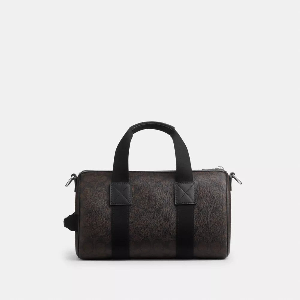 Explorer Duffle Bag 28 In Signature Canvas With Patches - Signature Canvas/Sv/Walnut/Black