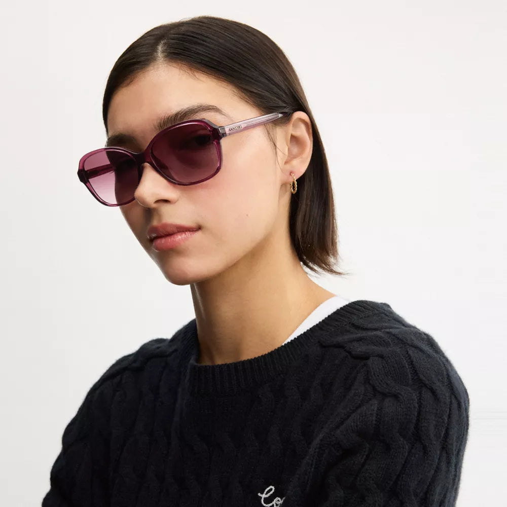 Oversized Oval Sunglasses - Berry